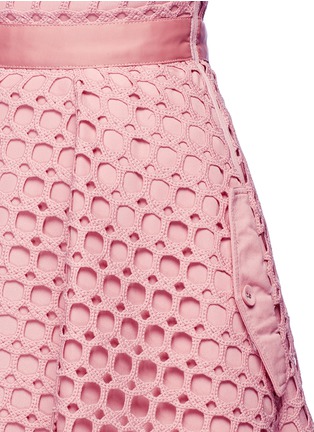 Detail View - Click To Enlarge - SELF-PORTRAIT - Asymmetric frill guipure lace one-shoulder mini dress