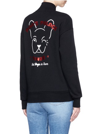 Back View - Click To Enlarge - ÊTRE CÉCILE - 'Pink's Palace Diner' French bulldog print sweatshirt bomber jacket