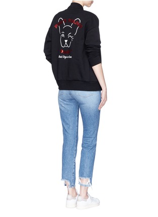 Figure View - Click To Enlarge - ÊTRE CÉCILE - 'Pink's Palace Diner' French bulldog print sweatshirt bomber jacket