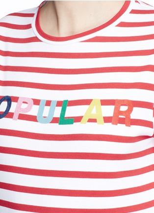 Detail View - Click To Enlarge - ÊTRE CÉCILE - 'Popular' flocked print stripe long sleeve T-shirt