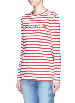 Front View - Click To Enlarge - ÊTRE CÉCILE - 'Popular' flocked print stripe long sleeve T-shirt
