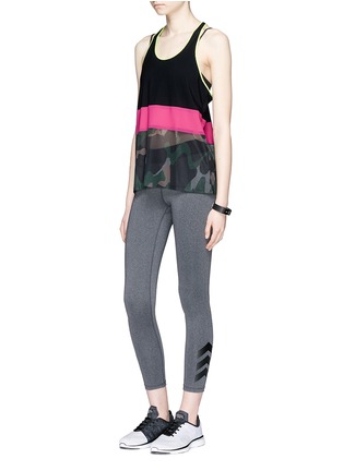 Figure View - Click To Enlarge - MONREAL - Camouflage print mesh and jersey performance racerback tank top