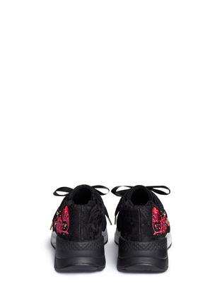 Back View - Click To Enlarge - ASH - Mina' floral embroidered stud lace sneakers