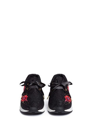 Front View - Click To Enlarge - ASH - Mina' floral embroidered stud lace sneakers