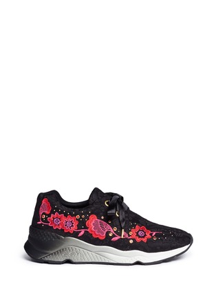 Main View - Click To Enlarge - ASH - Mina' floral embroidered stud lace sneakers