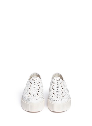 Front View - Click To Enlarge - ASH - Kingston' perforated leather flatform slip-ons
