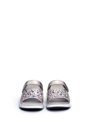 Front View - Click To Enlarge - ASH - 'Lou' embellished satin sneaker slide sandals