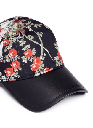 Detail View - Click To Enlarge - RAG & BONE - 'Marilyn' floral print leather peak baseball cap