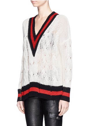 Front View - Click To Enlarge - RAG & BONE - 'Emma' sport stripe sheer cricket sweater