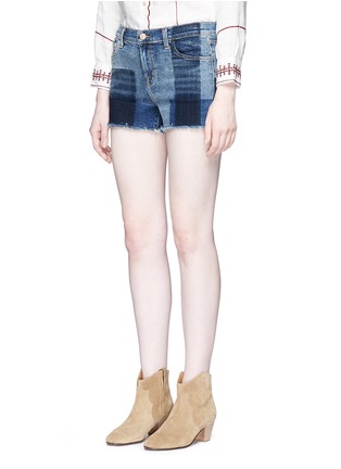 Front View - Click To Enlarge - J BRAND - Mid rise washed plaid denim shorts