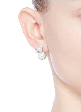 Figure View - Click To Enlarge - BELINDA CHANG - 'Fruity Trinity' 18k white gold plated triple pearl earrings