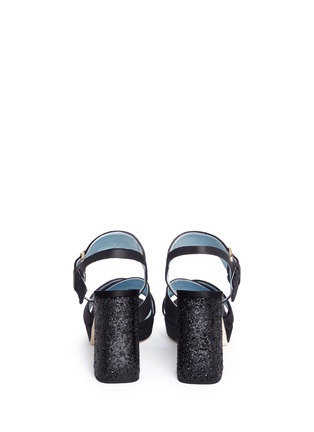 Back View - Click To Enlarge - FRANCES VALENTINE - 'Dizzie' glitter heel satin velvet platform sandals