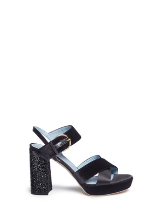 Main View - Click To Enlarge - FRANCES VALENTINE - 'Dizzie' glitter heel satin velvet platform sandals