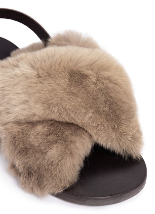 Detail View - Click To Enlarge - FABIO RUSCONI - Rabbit fur leather slingback sandals