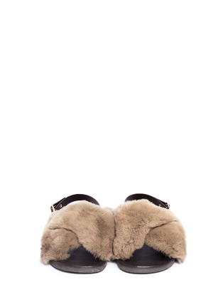 Front View - Click To Enlarge - FABIO RUSCONI - Rabbit fur leather slingback sandals