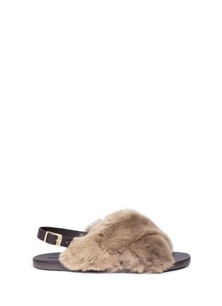 Main View - Click To Enlarge - FABIO RUSCONI - Rabbit fur leather slingback sandals