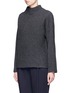 Front View - Click To Enlarge - VINCE - Horizontal rib knit funnel neck sweater