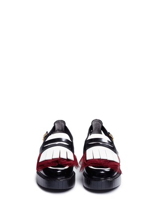 Front View - Click To Enlarge - CLERGERIE - 'Psilly' tulle leather platform kiltie loafers