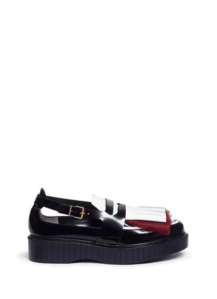 Main View - Click To Enlarge - CLERGERIE - 'Psilly' tulle leather platform kiltie loafers