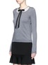 Front View - Click To Enlarge - ALICE & OLIVIA - 'Jensyn' strass collar intarsia neck tie wool sweater