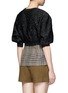 Back View - Click To Enlarge - 3.1 PHILLIP LIM - Floral cloqué houndstooth hem puff sleeve top