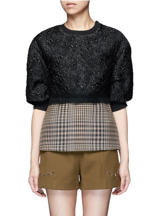 Main View - Click To Enlarge - 3.1 PHILLIP LIM - Floral cloqué houndstooth hem puff sleeve top