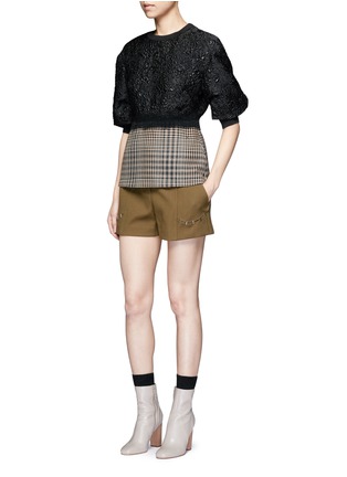 Figure View - Click To Enlarge - 3.1 PHILLIP LIM - Floral cloqué houndstooth hem puff sleeve top