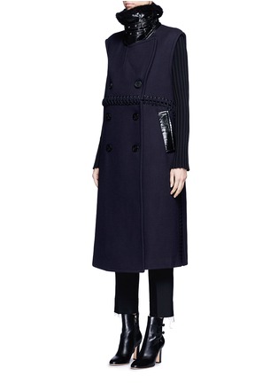 Front View - Click To Enlarge - 3.1 PHILLIP LIM - Lambskin shearling collar lace-up sleeveless peacoat