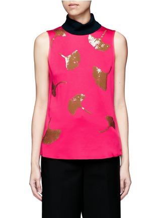 Main View - Click To Enlarge - 3.1 PHILLIP LIM - 'Ginkgo' leaf sequin satin tank top