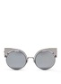 Main View - Click To Enlarge - FENDI - 'Eyeshine' metal round cat eye mirror sunglasses