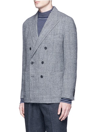 Front View - Click To Enlarge - CAMOSHITA - Check plaid woven wool soft blazer