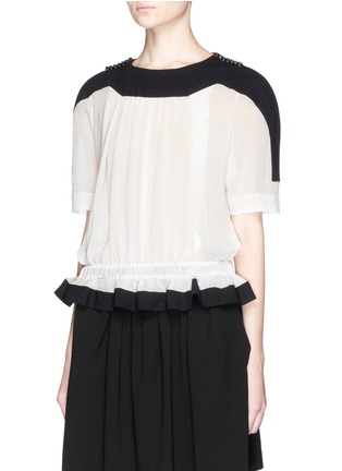 Front View - Click To Enlarge - ISABEL MARANT - 'Rayner' smocked waist cotton chiffon top