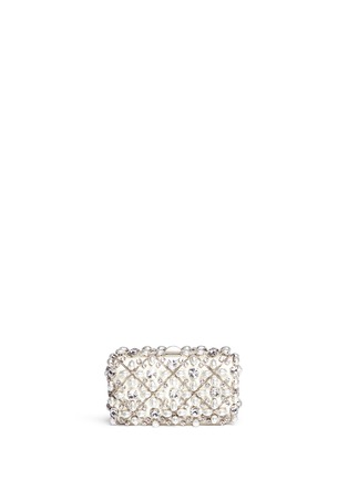 Back View - Click To Enlarge - RODO - Crystal pearl lattice box clutch