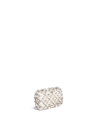 Front View - Click To Enlarge - RODO - Crystal pearl lattice box clutch
