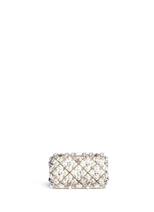 Main View - Click To Enlarge - RODO - Crystal pearl lattice box clutch