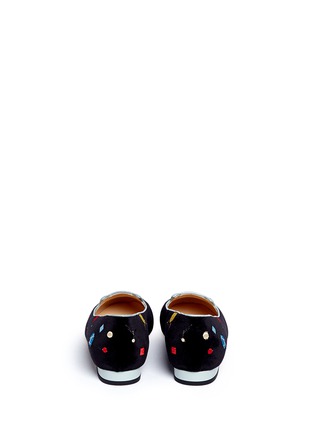 Back View - Click To Enlarge - CHARLOTTE OLYMPIA - 'Abstract Kitty' velvet flats