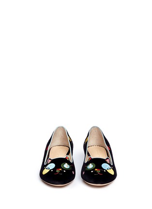 Figure View - Click To Enlarge - CHARLOTTE OLYMPIA - 'Abstract Kitty' velvet flats