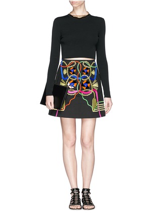 Figure View - Click To Enlarge - PETER PILOTTO - Rope embroidery Perspex appliqué mini skirt