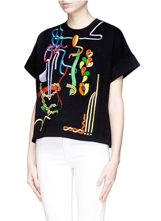 Front View - Click To Enlarge - PETER PILOTTO - Rope embroidery jewel appliqué sweatshirt