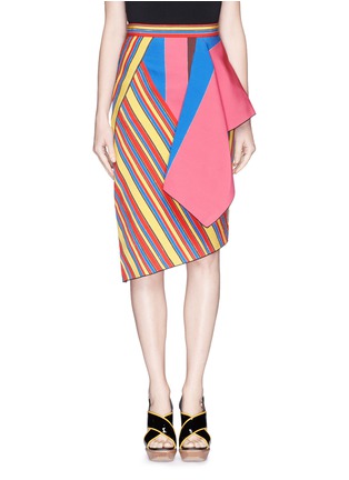 Main View - Click To Enlarge - PETER PILOTTO - Rainbow stripe fold panel asymmetric skirt