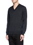 Front View - Click To Enlarge - LANVIN - Contrast yoke and elbow patch sweater