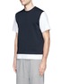 Front View - Click To Enlarge - MARNI - Structured cuff hem cotton poplin T-shirt