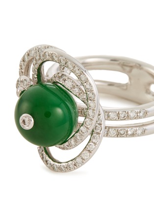 Detail View - Click To Enlarge - SAMUEL KUNG - Diamond jade 18k white gold ring