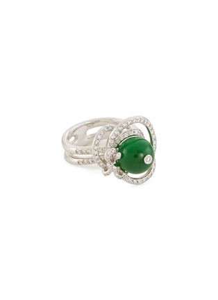 Main View - Click To Enlarge - SAMUEL KUNG - Diamond jade 18k white gold ring