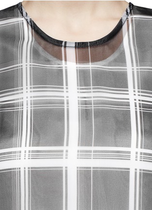 Detail View - Click To Enlarge - MO&CO. EDITION 10 - Layered plaid sheer panel dress