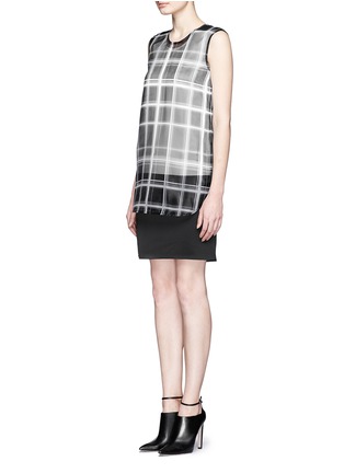 Figure View - Click To Enlarge - MO&CO. EDITION 10 - Layered plaid sheer panel dress