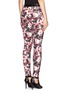 Back View - Click To Enlarge - MO&CO. EDITION 10 - Leather trim rose print crop skinny jeans