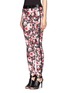Front View - Click To Enlarge - MO&CO. EDITION 10 - Leather trim rose print crop skinny jeans