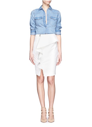Figure View - Click To Enlarge - MO&CO. EDITION 10 - Ruffle and zip pencil skirt