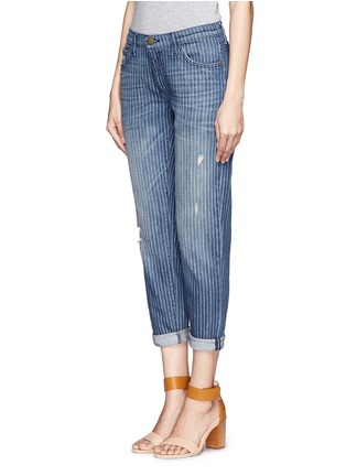 Front View - Click To Enlarge - CURRENT/ELLIOTT - 'The Fling' pinstriped cropped jeans